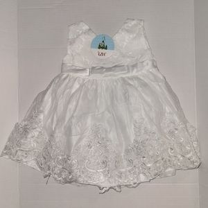 LZH Baby Girl White Dress w/ Lace Appliques. Size 18 Months. Brand New w/ Tags.